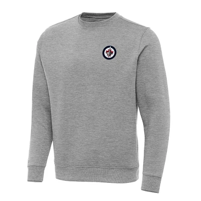 Men's Antigua Heather Gray Winnipeg Jets Big & Tall Victory Crewneck Pullover Sweatshirt