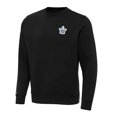 Men's Antigua Black Toronto Maple Leafs Big & Tall Victory Crewneck Pullover Sweatshirt