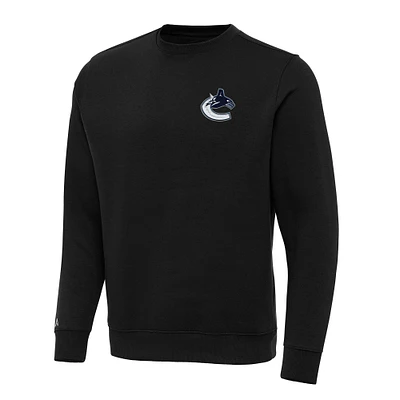 Men's Antigua Black Vancouver Canucks Big & Tall Victory Crewneck Pullover Sweatshirt