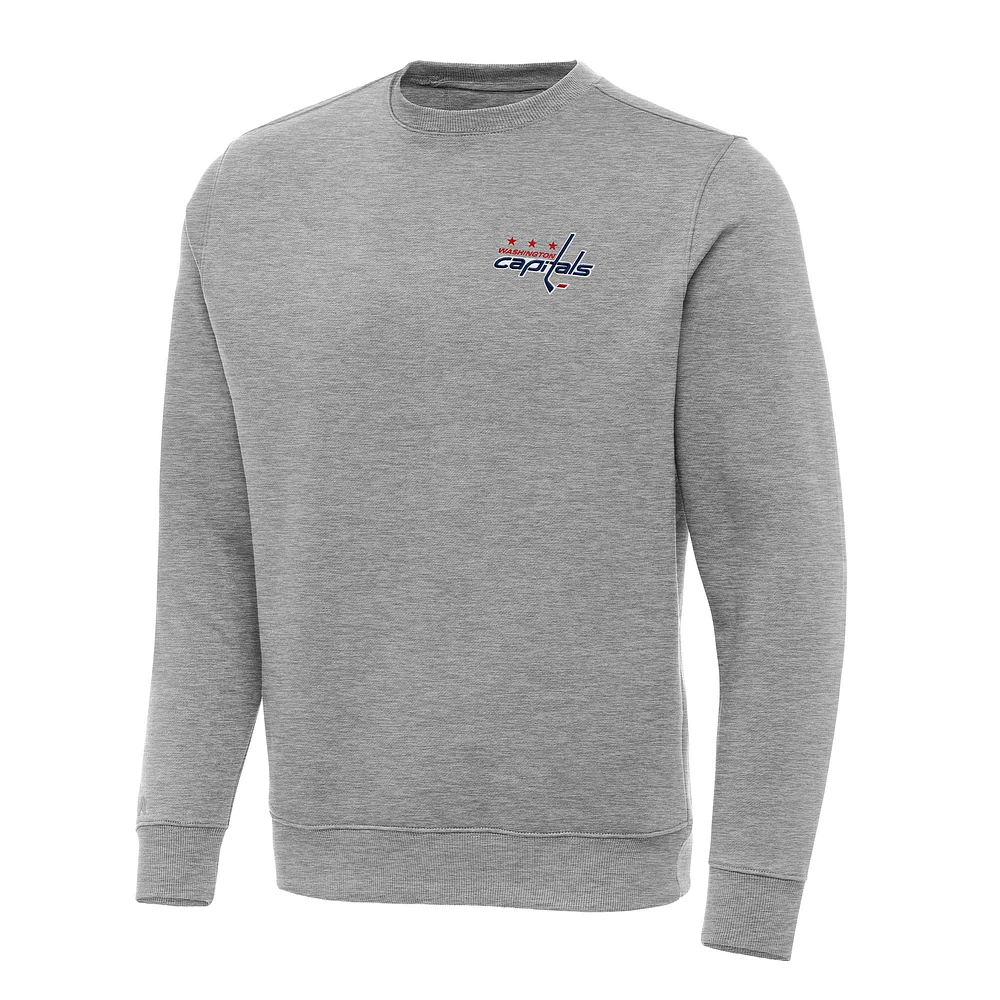 Men's Antigua Heather Gray Washington Capitals Big & Tall Victory Crewneck Pullover Sweatshirt