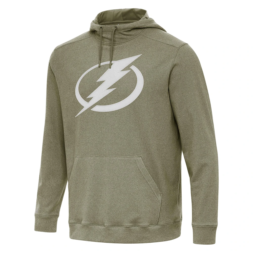Men's Antigua Olive Tampa Bay Lightning Cloud Pullover Hoodie