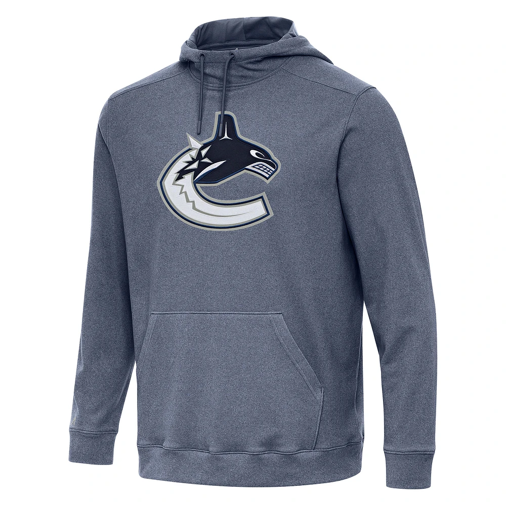 Men's Antigua Heather Navy Vancouver Canucks Cloud Pullover Hoodie