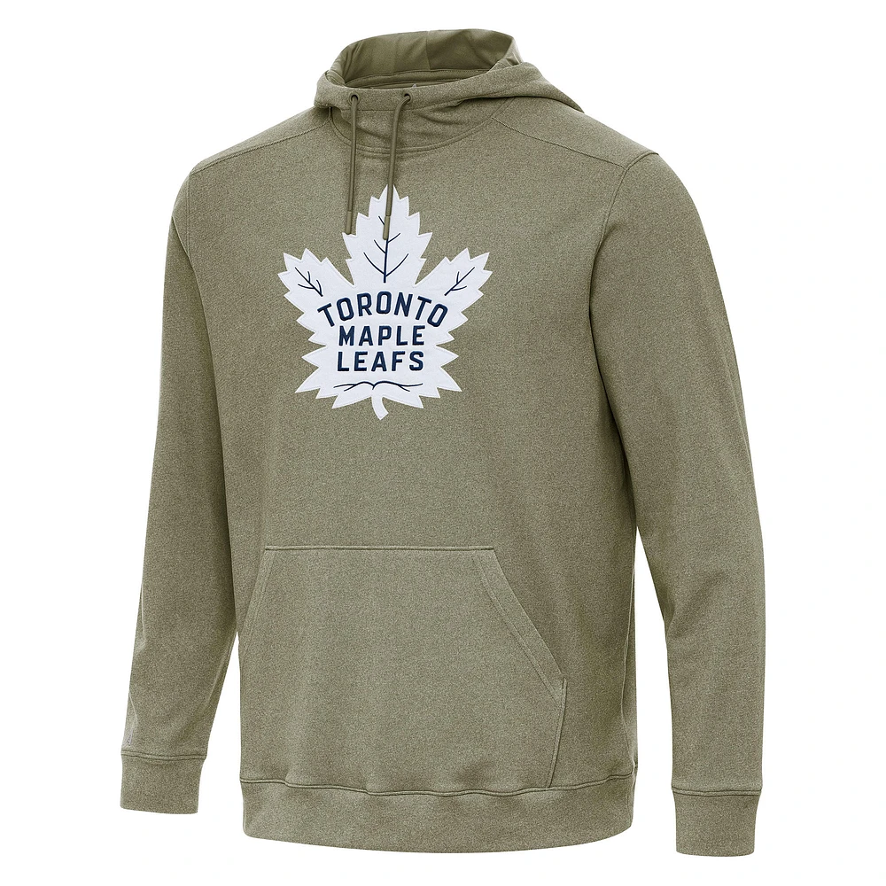 Men's Antigua Olive Toronto Maple Leafs Cloud Pullover Hoodie