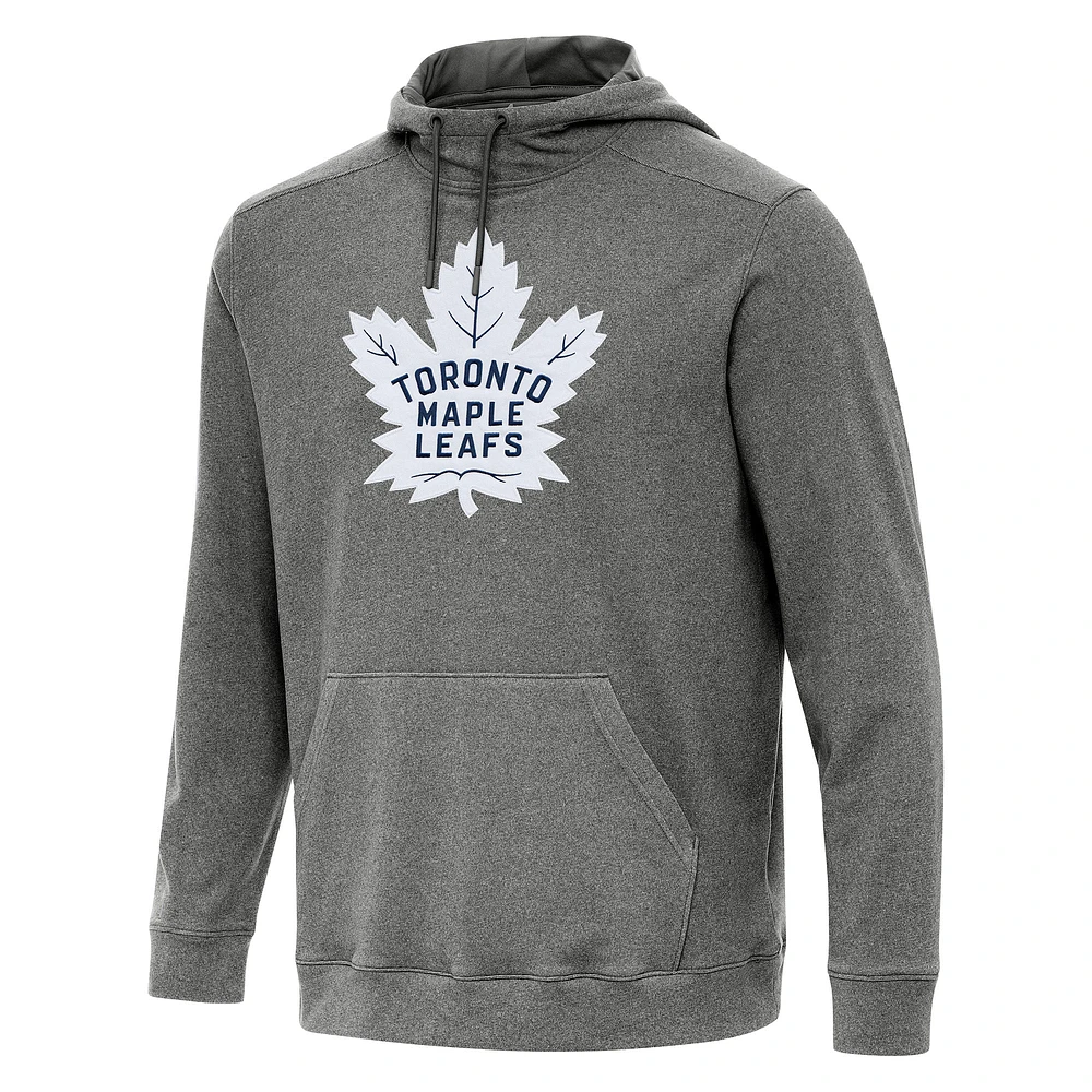 Men's Antigua Heather Black Toronto Maple Leafs Cloud Pullover Hoodie