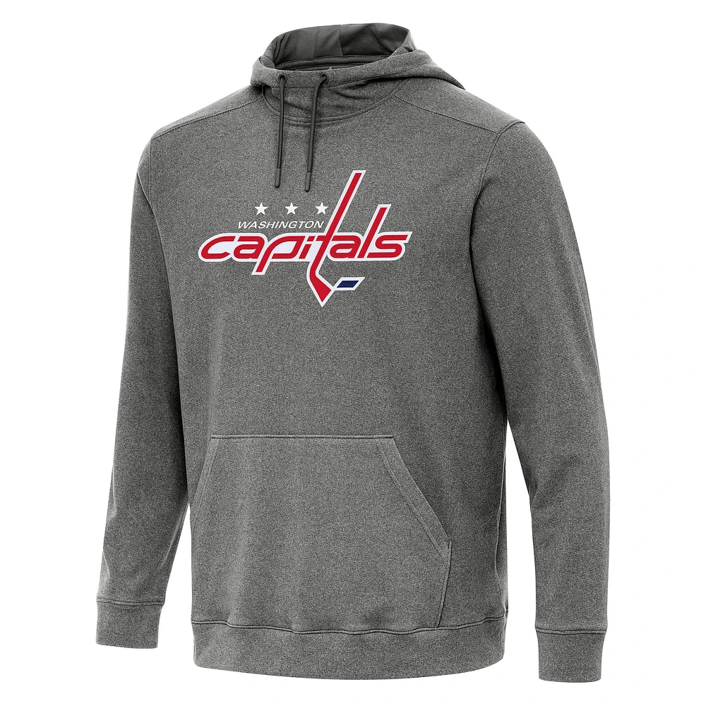 Men's Antigua Heather Black Washington Capitals Cloud Pullover Hoodie