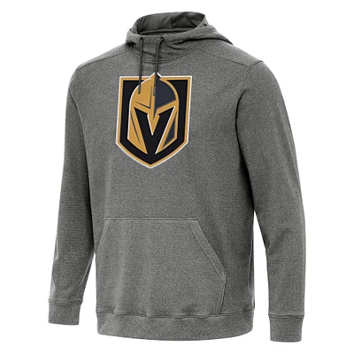 Men's Antigua Heather Black Vegas Golden Knights Cloud Pullover Hoodie