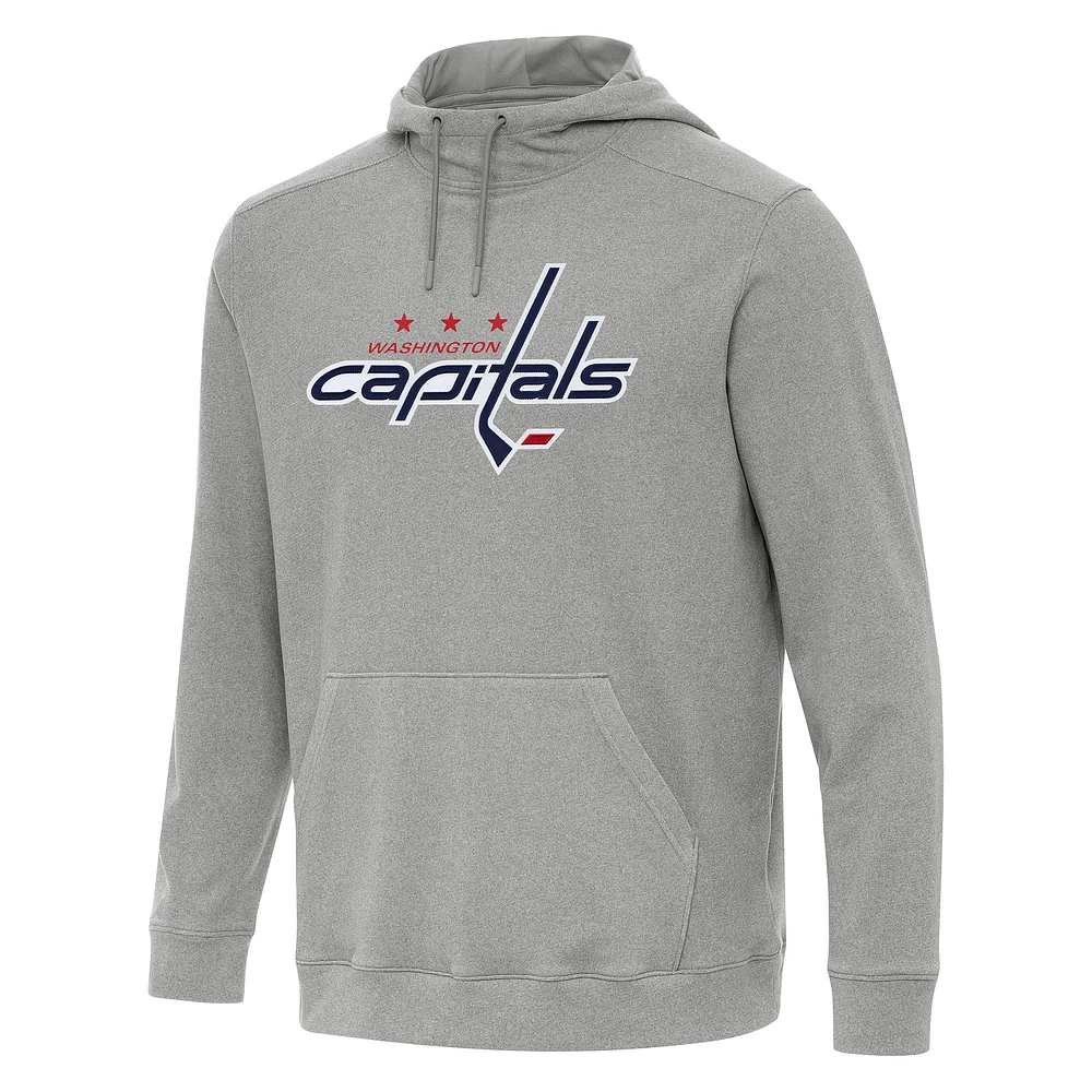 Men's Antigua Heather Gray Washington Capitals Cloud Pullover Hoodie