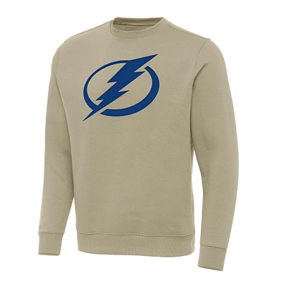 Men's Antigua Khaki Tampa Bay Lightning Victory Crewneck Pullover Sweatshirt