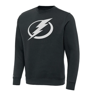 Men's Antigua Charcoal Tampa Bay Lightning Victory Crewneck Pullover Sweatshirt
