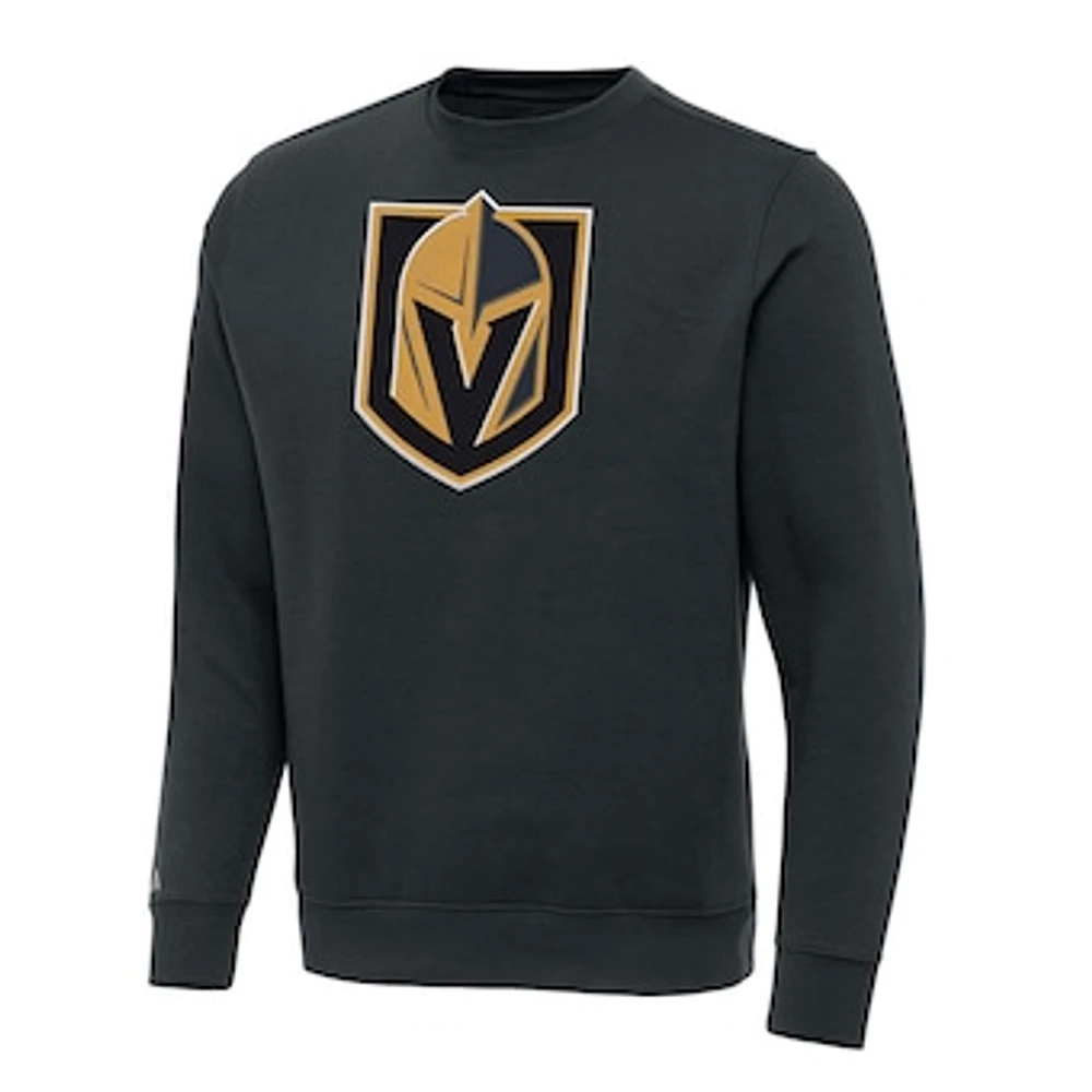 Men's Antigua Charcoal Vegas Golden Knights Victory Crewneck Pullover Sweatshirt