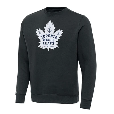 Men's Antigua Charcoal Toronto Maple Leafs Victory Crewneck Pullover Sweatshirt