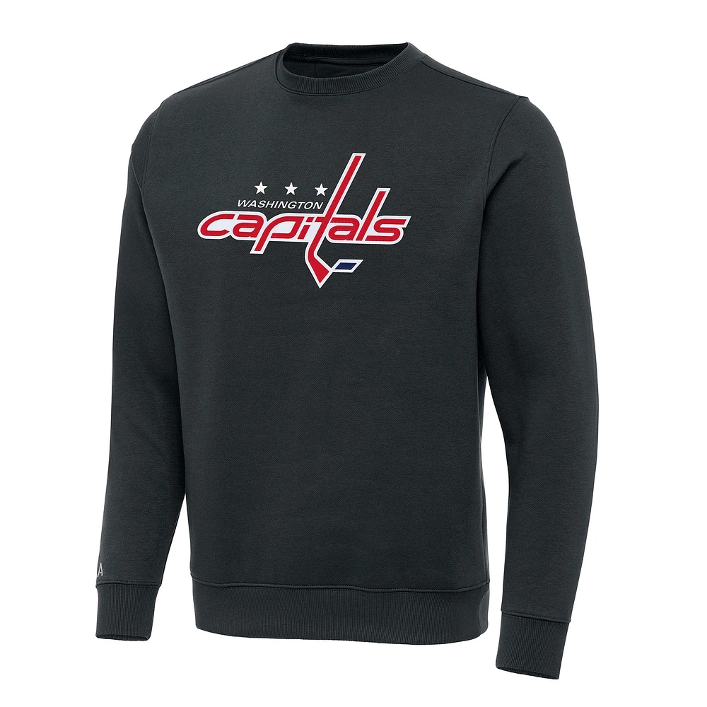 Men's Antigua Charcoal Washington Capitals Victory Crewneck Pullover Sweatshirt