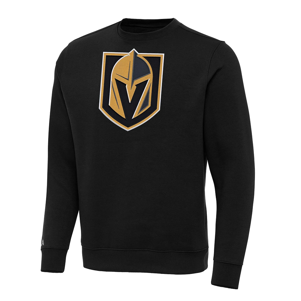 Men's Antigua Black Vegas Golden Knights Big & Tall Victory Crewneck Pullover Sweatshirt