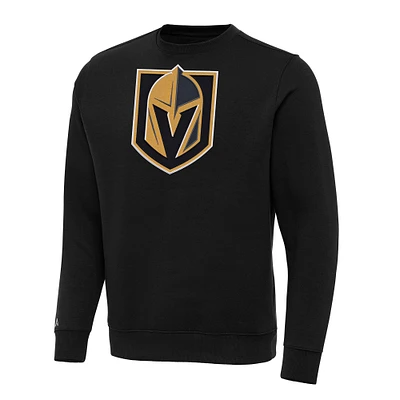 Men's Antigua Black Vegas Golden Knights Big & Tall Victory Crewneck Pullover Sweatshirt
