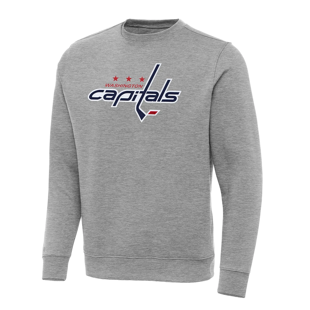Men's Antigua Heather Gray Washington Capitals Big & Tall Victory Crewneck Pullover Sweatshirt