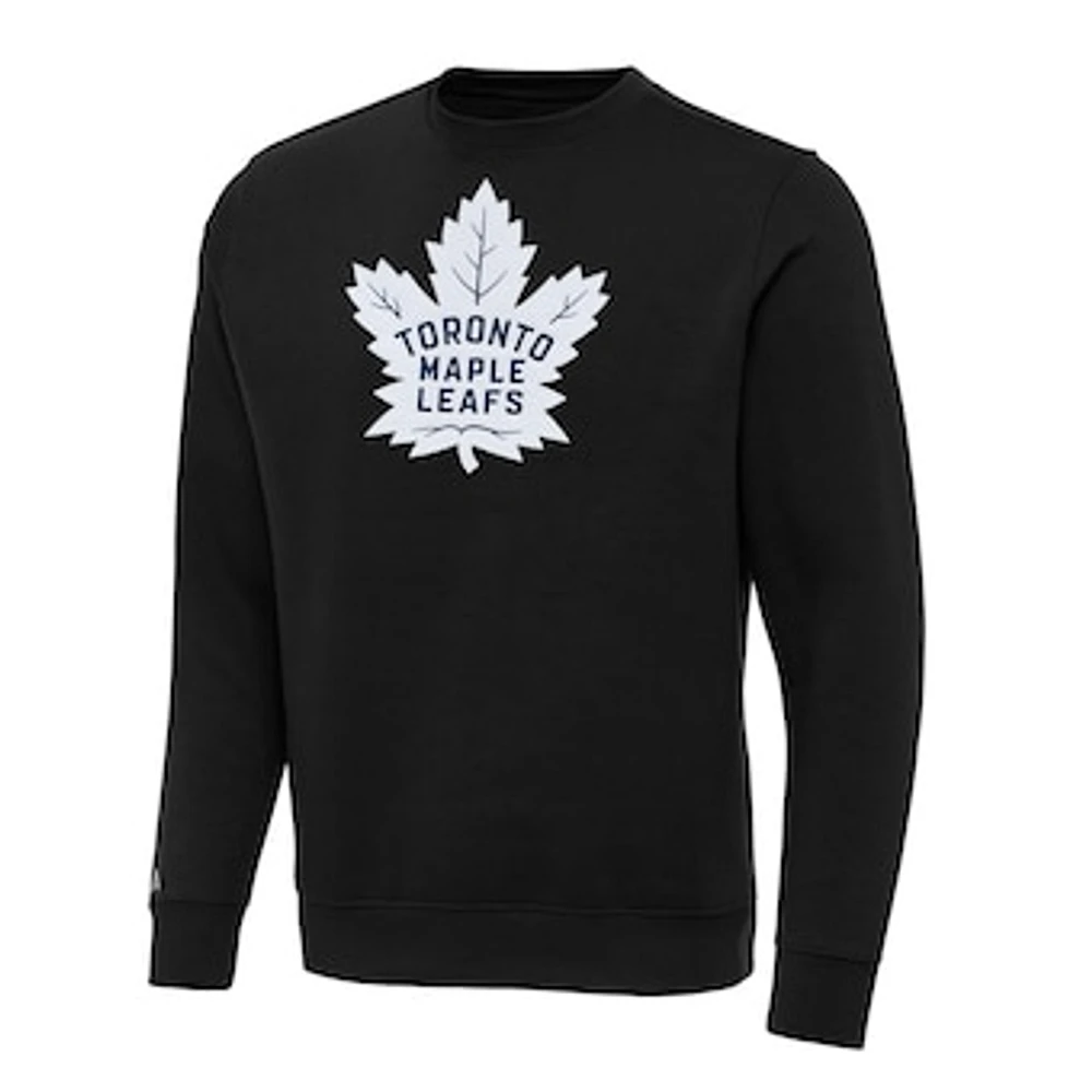 Men's Antigua Black Toronto Maple Leafs Big & Tall Victory Crewneck Pullover Sweatshirt