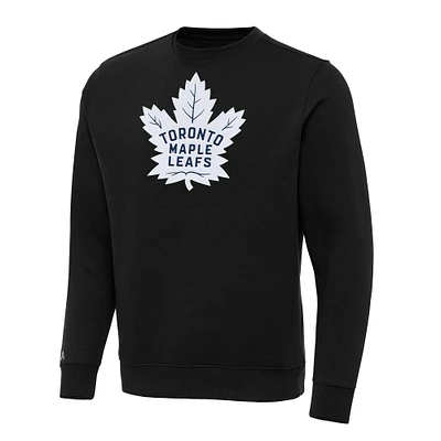 Men's Antigua Black Toronto Maple Leafs Big & Tall Victory Crewneck Pullover Sweatshirt