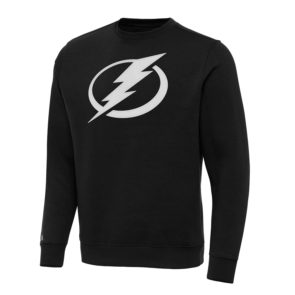 Men's Antigua Black Tampa Bay Lightning Big & Tall Victory Crewneck Pullover Sweatshirt