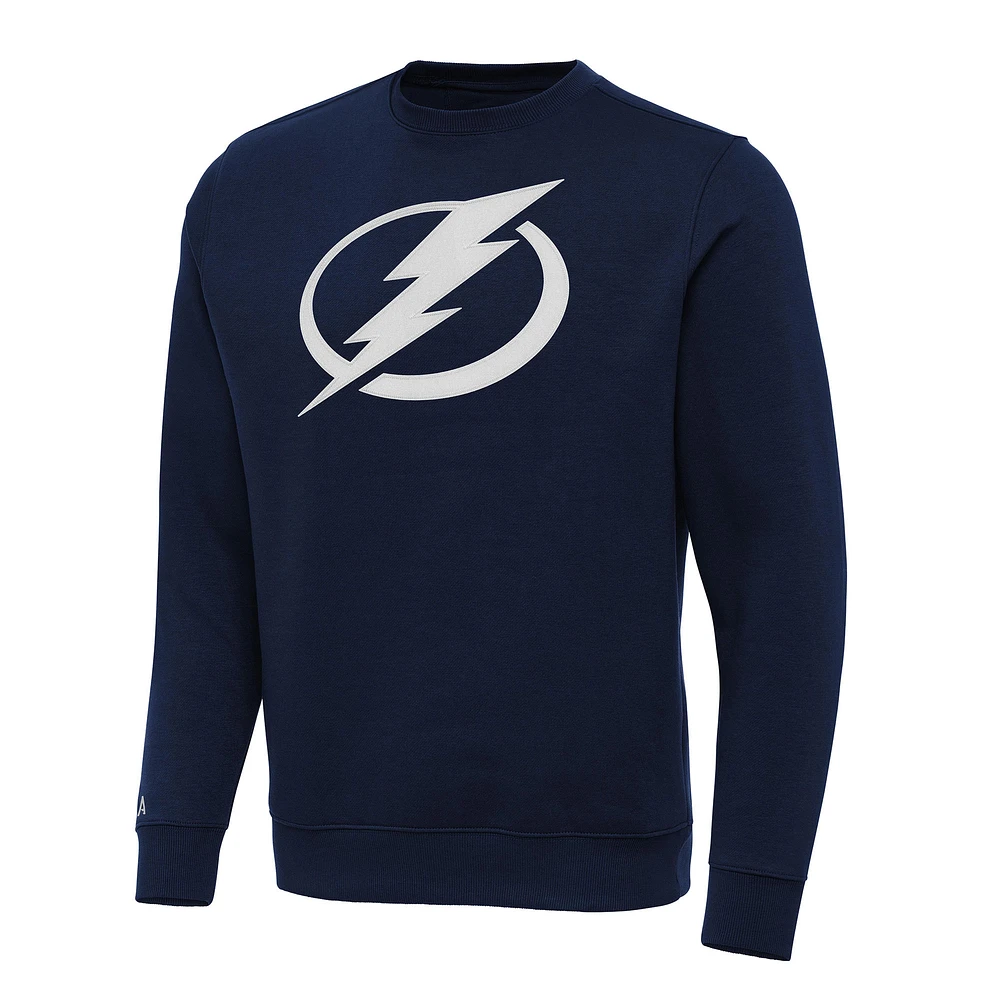 Men's Antigua Navy Tampa Bay Lightning Big & Tall Victory Crewneck Pullover Sweatshirt