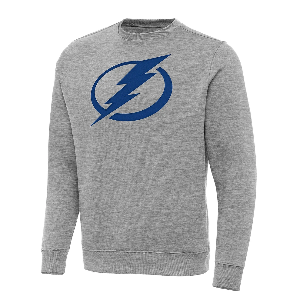 Men's Antigua Heather Gray Tampa Bay Lightning Big & Tall Victory Crewneck Pullover Sweatshirt
