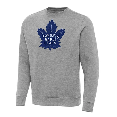 Men's Antigua Heather Gray Toronto Maple Leafs Big & Tall Victory Crewneck Pullover Sweatshirt