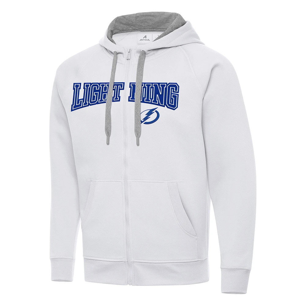 Men's Antigua White Tampa Bay Lightning Big & Tall Victory Full-Zip Hoodie