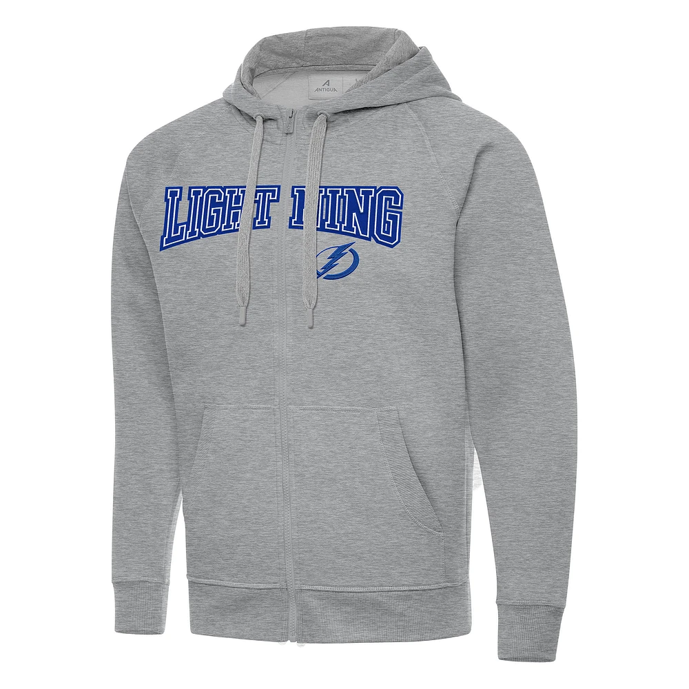 Men's Antigua Heather Gray Tampa Bay Lightning Big & Tall Victory Full-Zip Hoodie