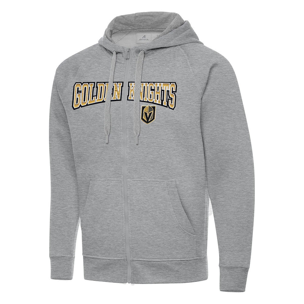 Men's Antigua Heather Gray Vegas Golden Knights Big & Tall Victory Full-Zip Hoodie