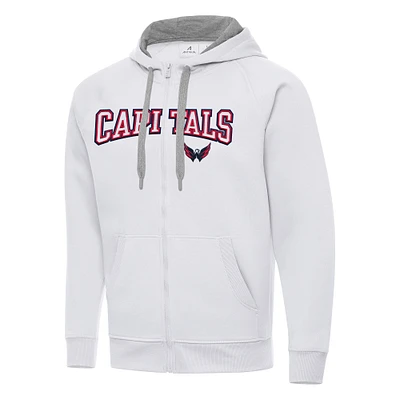 Men's Antigua White Washington Capitals Big & Tall Victory Full-Zip Hoodie