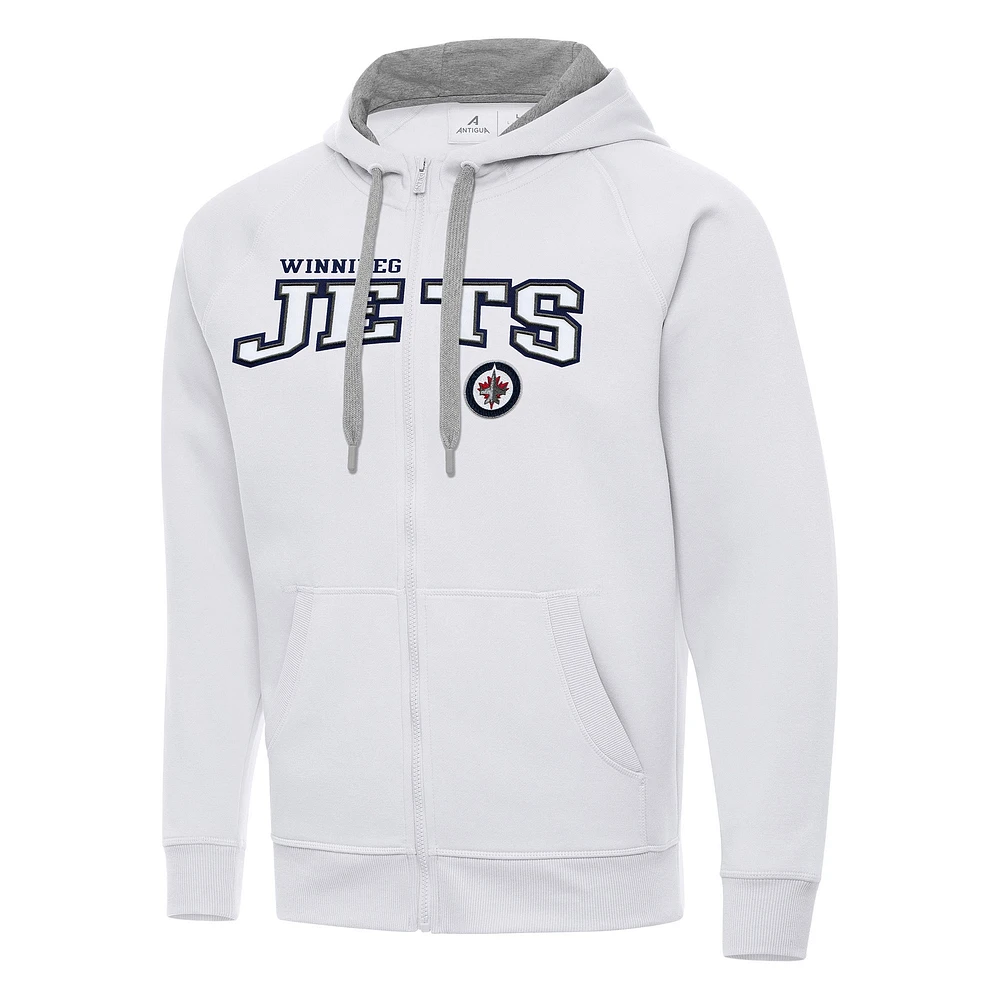 Men's Antigua White Winnipeg Jets Big & Tall Victory Full-Zip Hoodie