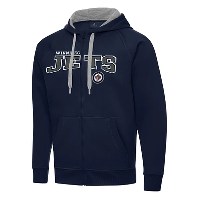 Men's Antigua Navy Winnipeg Jets Big & Tall Victory Full-Zip Hoodie