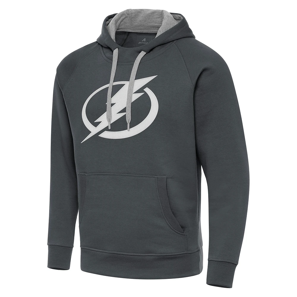 Men's Antigua Charcoal Tampa Bay Lightning Big & Tall Victory Pullover Hoodie