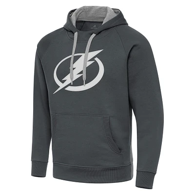 Men's Antigua Charcoal Tampa Bay Lightning Big & Tall Victory Pullover Hoodie