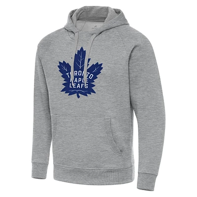 Men's Antigua Heather Gray Toronto Maple Leafs Big & Tall Victory Pullover Hoodie