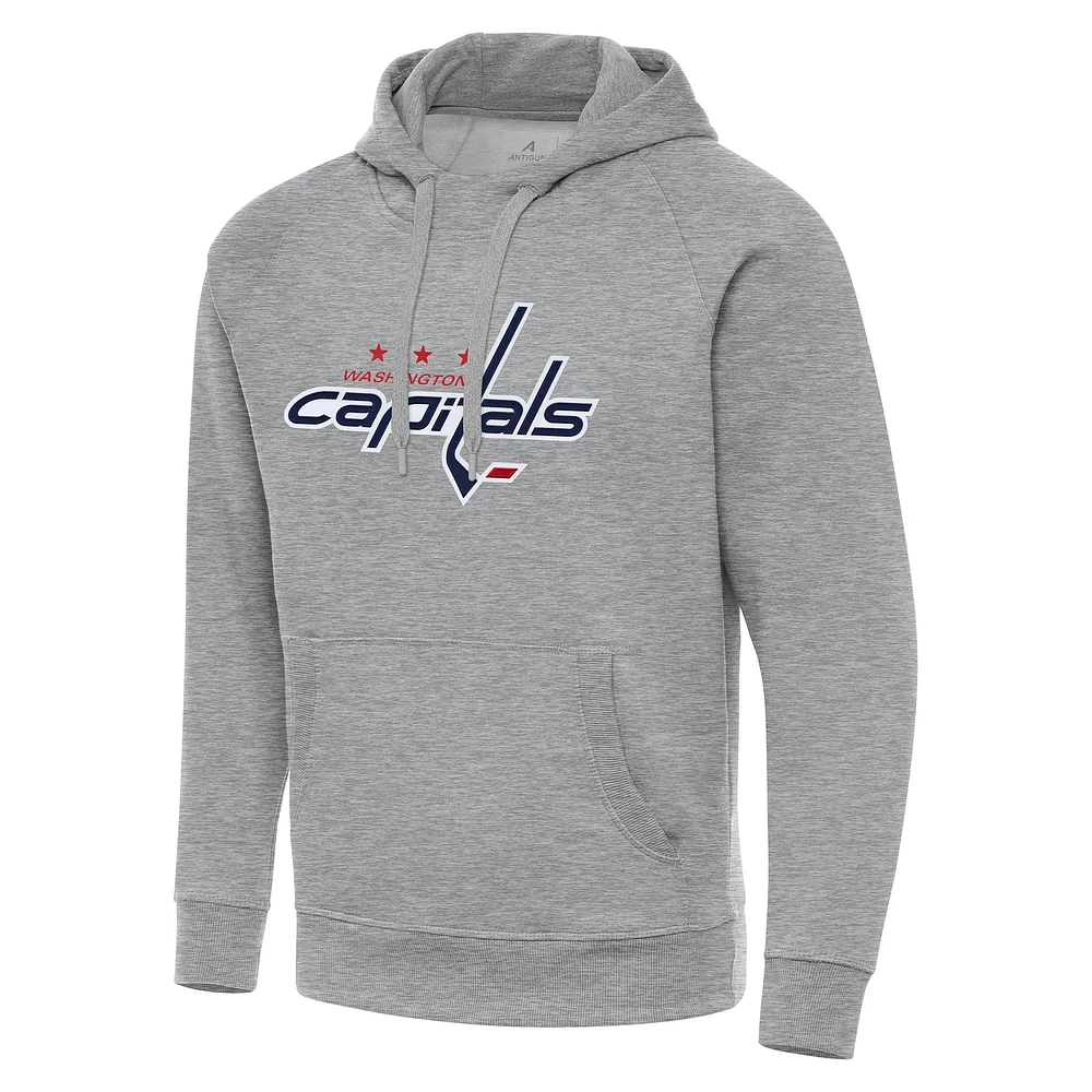Men's Antigua Heather Gray Washington Capitals Big & Tall Victory Pullover Hoodie