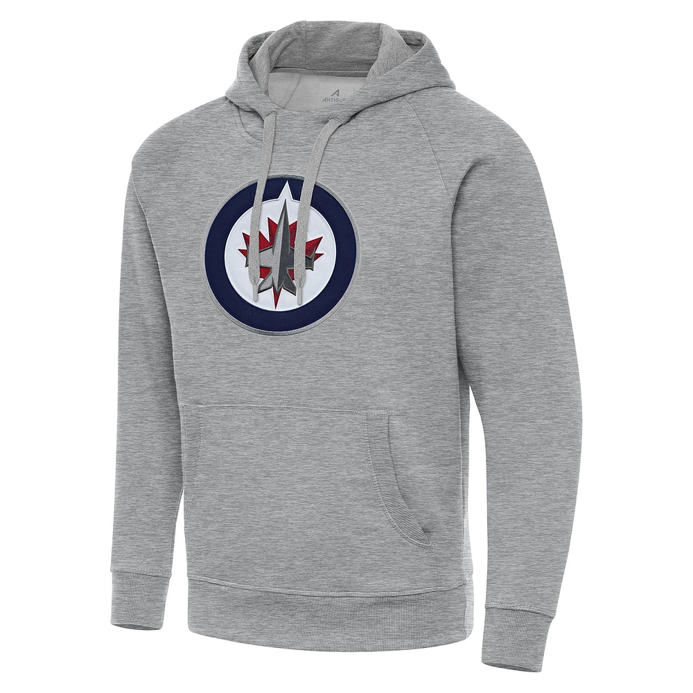 Men's Antigua Heather Gray Winnipeg Jets Big & Tall Victory Pullover Hoodie