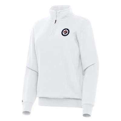 Women's Antigua White Winnipeg Jets Victory Quarter-Zip Sweatshirt