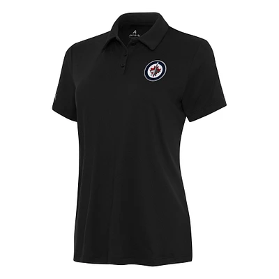 Women's Antigua Black Winnipeg Jets Reprocess Polo