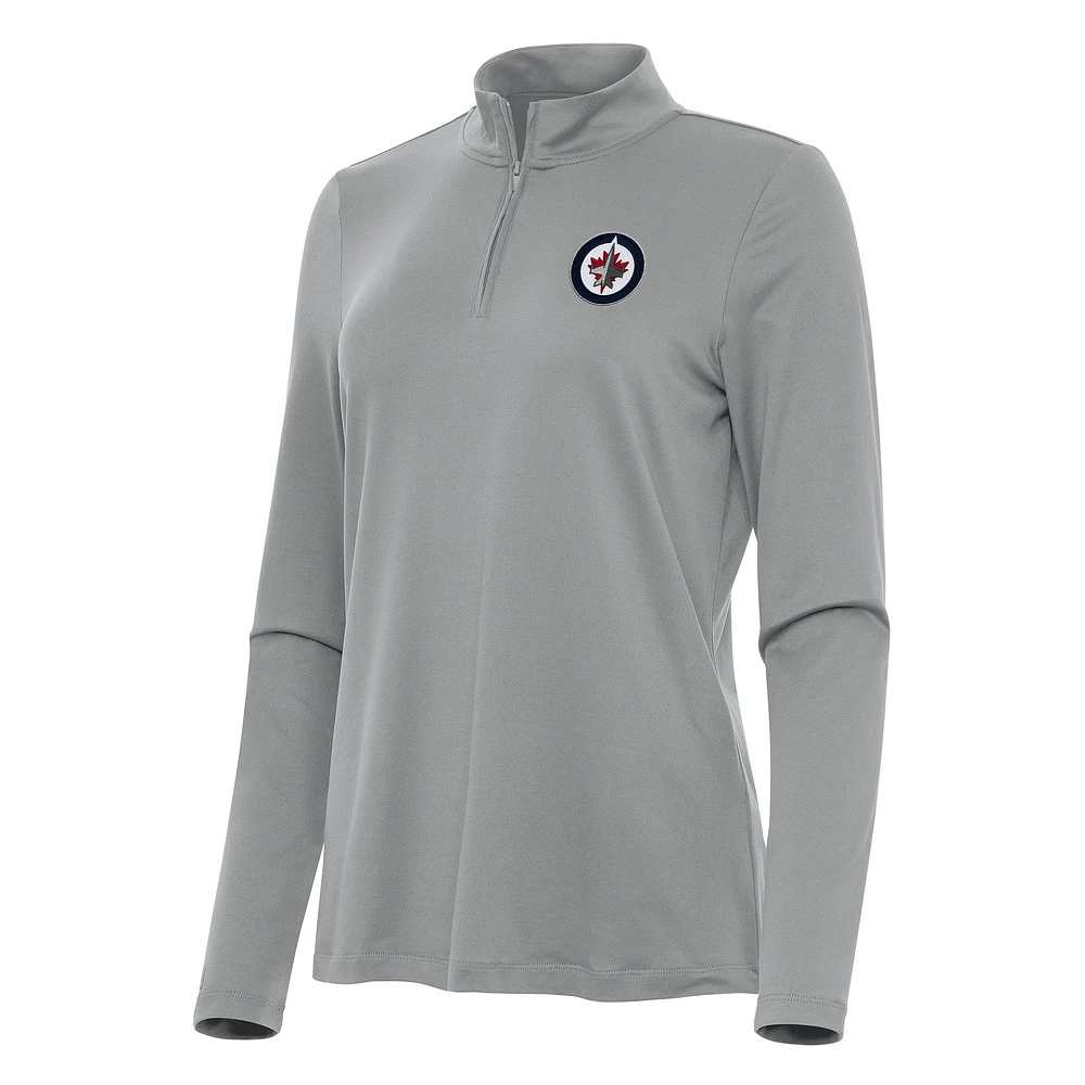 Women's Antigua Gray Winnipeg Jets Reprocess Quarter-Zip Top