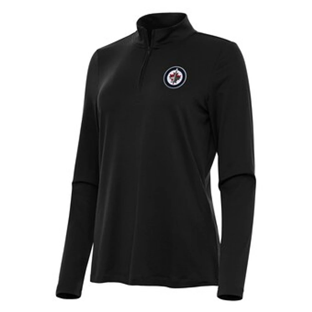Women's Antigua Black Winnipeg Jets Reprocess Quarter-Zip Top