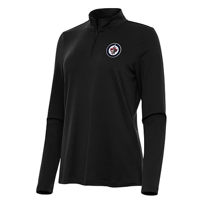 Women's Antigua Black Winnipeg Jets Reprocess Quarter-Zip Top