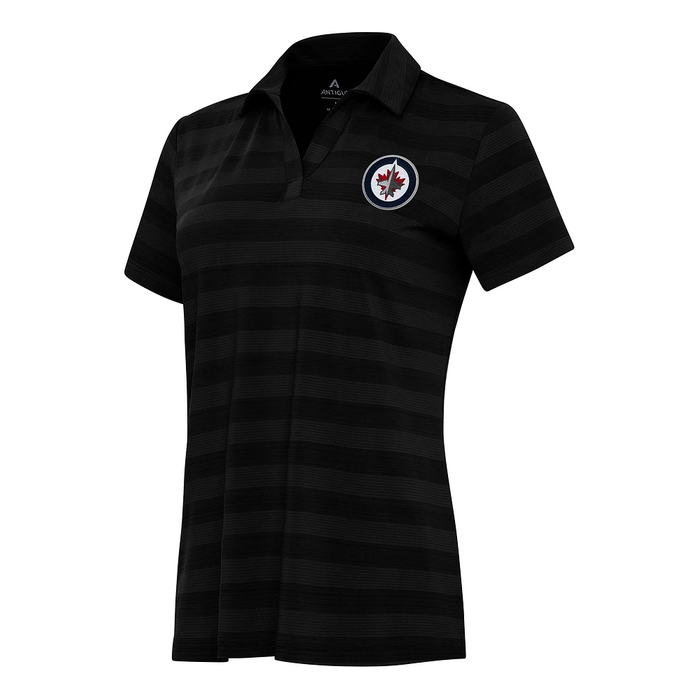 Women's Antigua Black Winnipeg Jets Tunnel Polo