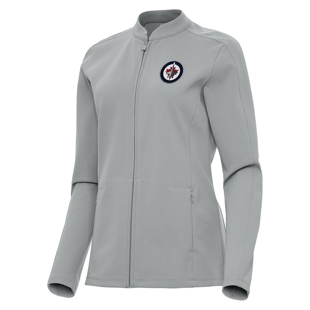 Women's Antigua Gray Winnipeg Jets Regard Full-Zip Jacket