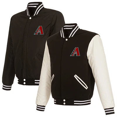Men's JH Design Black Arizona Diamondbacks Reversible Full-Snap Varsity Jacket