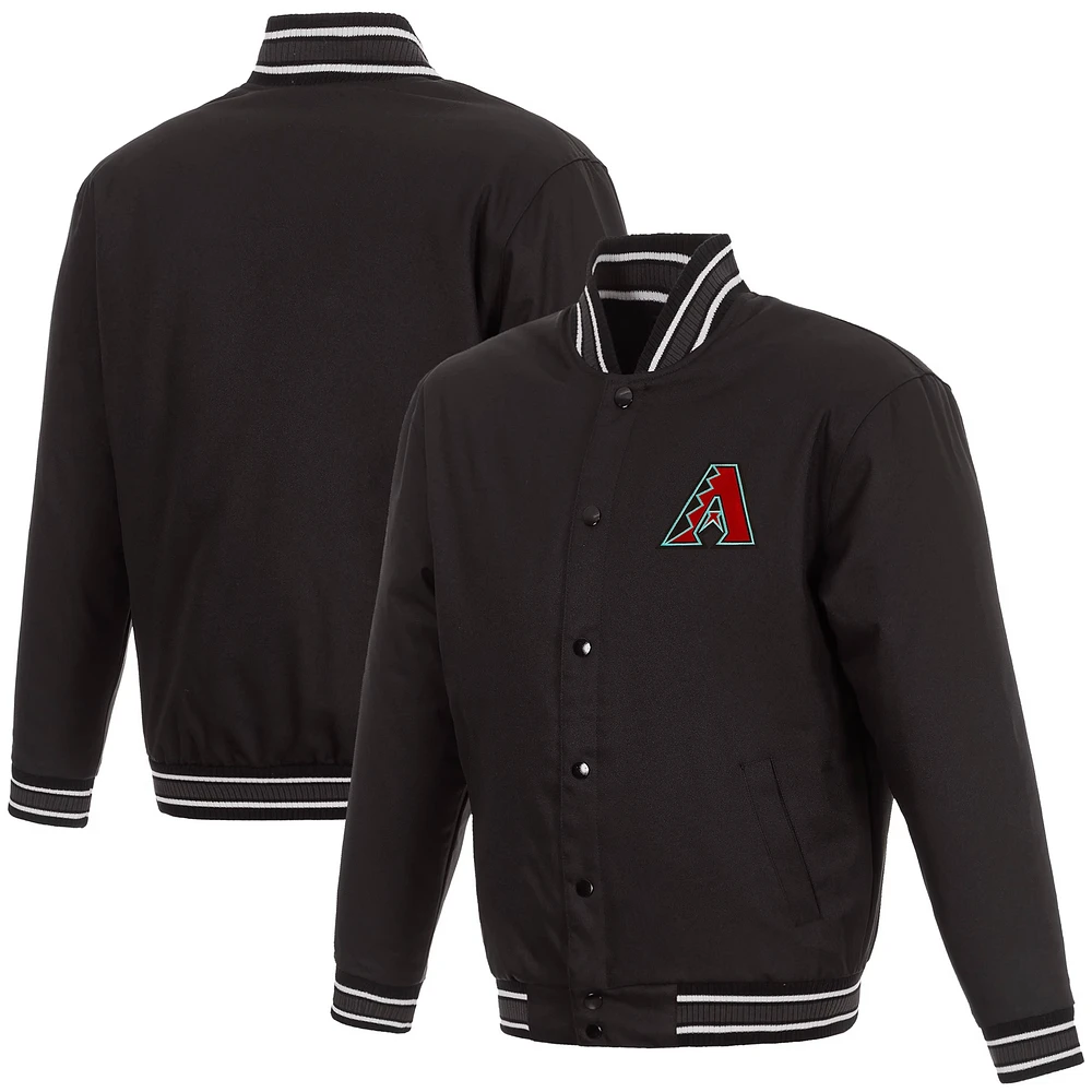 Men's JH Design Black Arizona Diamondbacks Poly-Twill Full-Snap Jacket