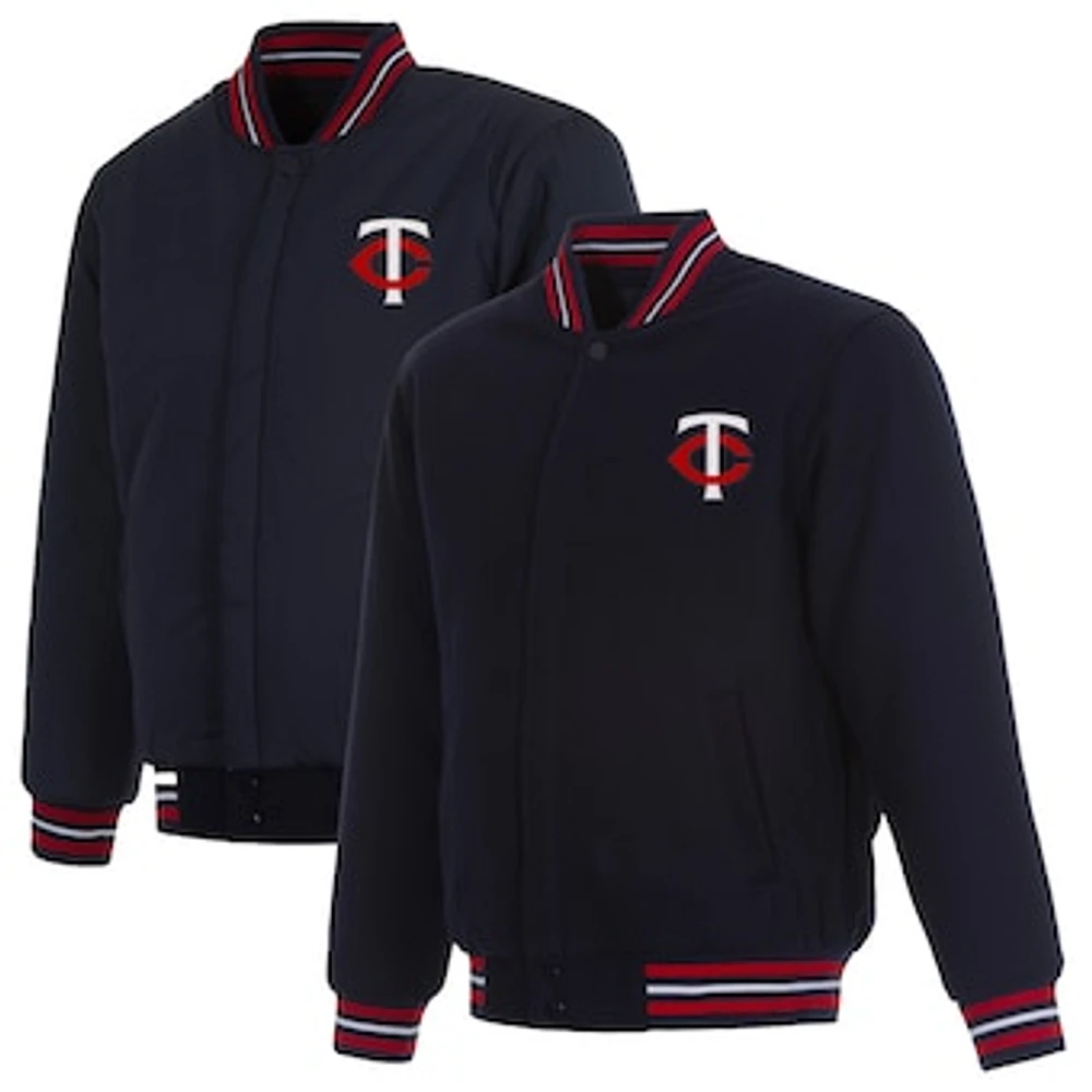 Men's JH Design Navy Minnesota Twins Wool Reversible Full-Snap Jacket
