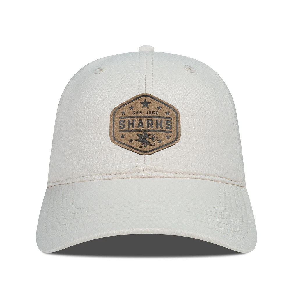Men's Levelwear Cream San Jose Sharks Faux Leather Patch Unstructured Adjustable Hat