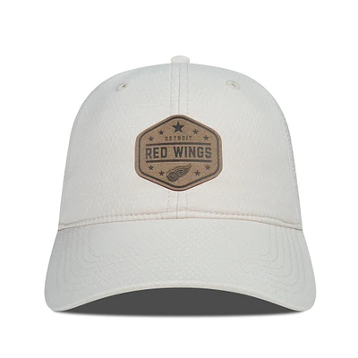 Men's Levelwear Cream Detroit Red Wings Faux Leather Patch Unstructured Adjustable Hat