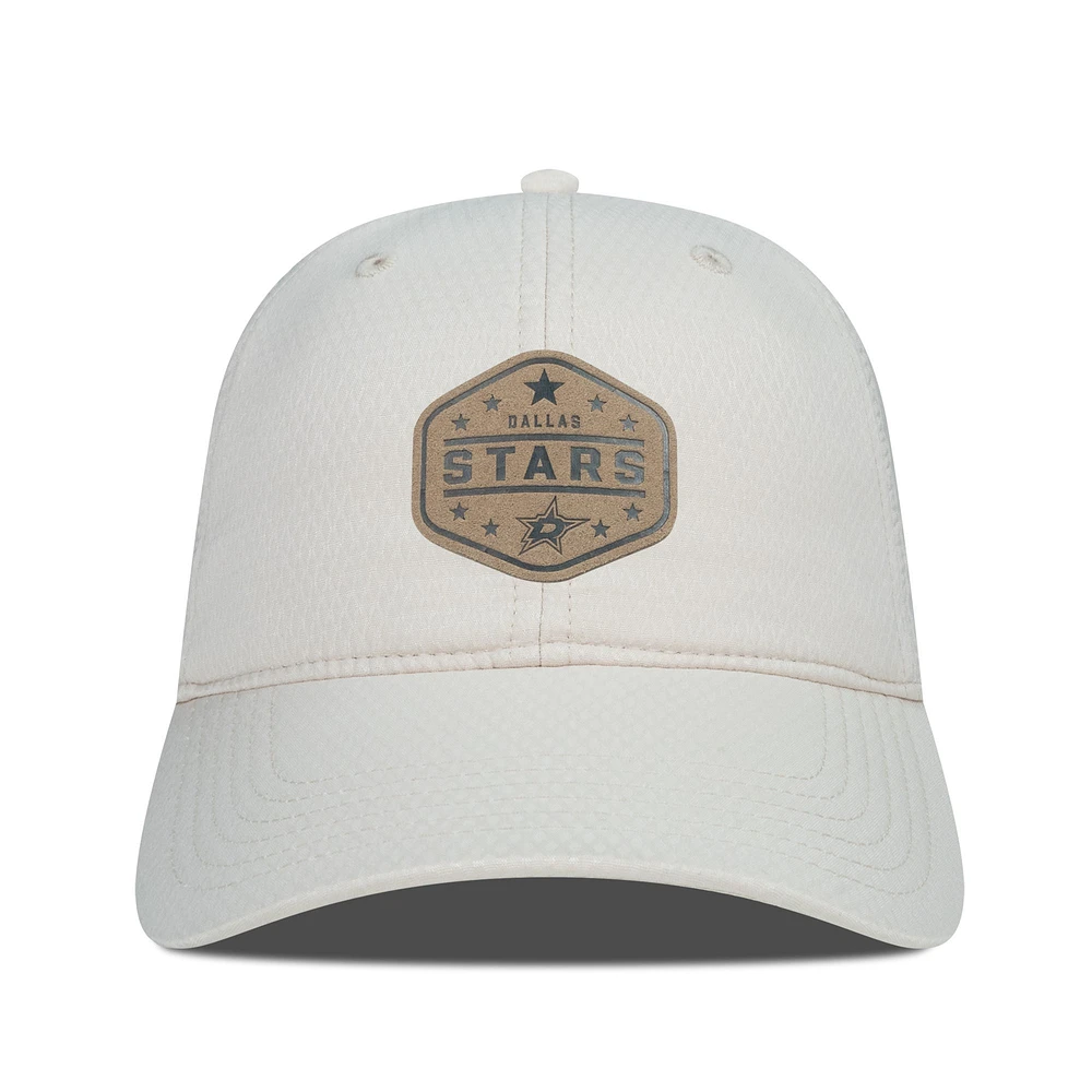 Men's Levelwear Cream Dallas Stars Faux Leather Patch Unstructured Adjustable Hat