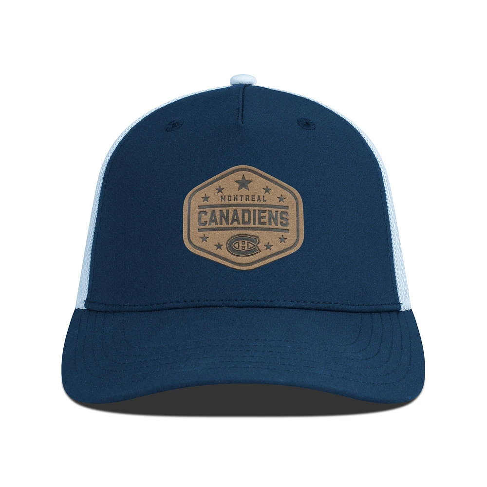 Men's Levelwear Navy Montreal Canadiens Faux Leather Patch Structured Adjustable Hat